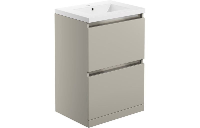 Lavender 615mm 2 Drawer Floor Standing Basin Unit Inc. Basin - Matt Latte - KPSB101553