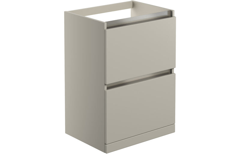 Lavender 600mm 2 Drawer Floor Standing Basin Unit (No Top) - Matt Latte - KPSB101554
