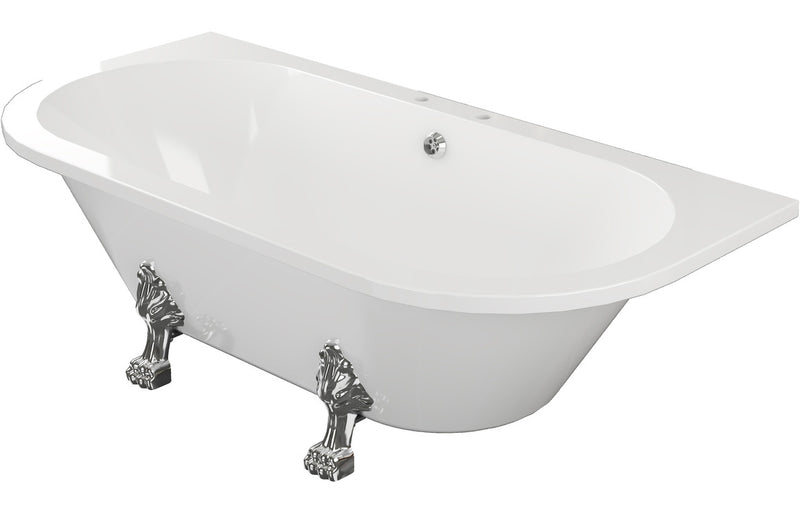 Crimdon Freestanding Back To Wall 1700x800x600mm 2TH Bath w/Feet - White - KPSB102813