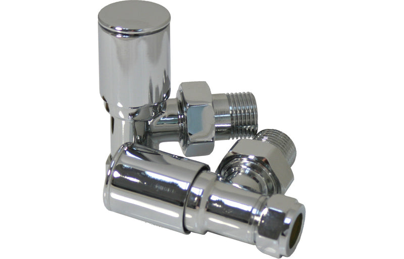 Patterned Chrome Radiator Valves - Angled - KPSB103011