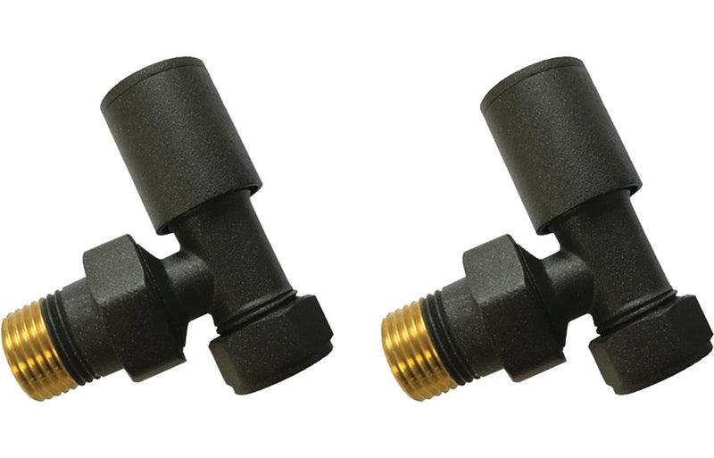 Patterned Anthracite Radiator Valves - Angled - KPSB103012