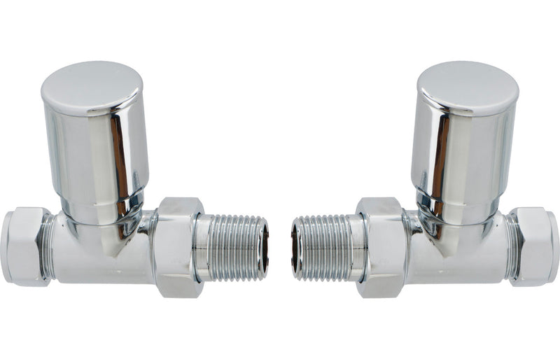 Patterned Chrome Radiator Valves - Straight - KPSB103014