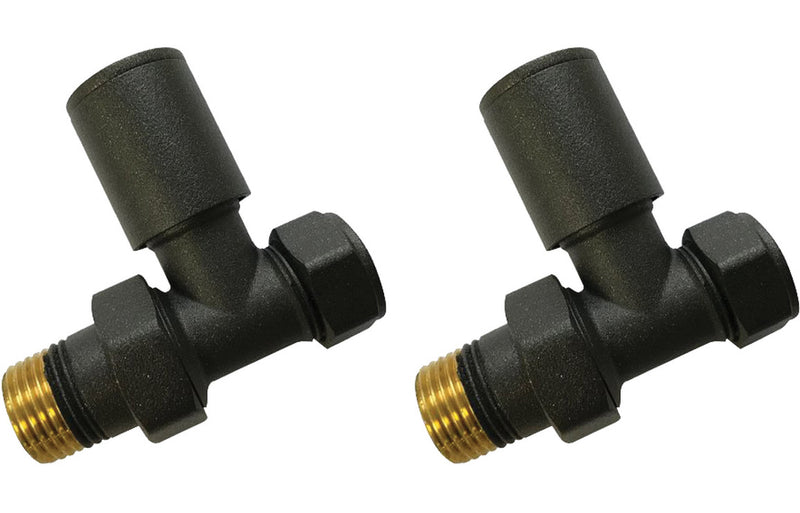 Patterned Anthracite Radiator Valves - Straight - KPSB103015