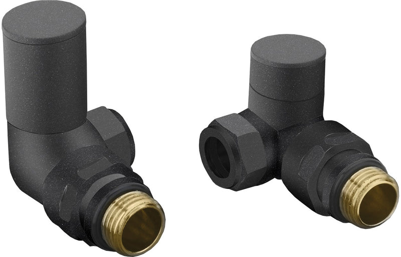 Patterned Anthracite Radiator Valves - Corner - KPSB103017