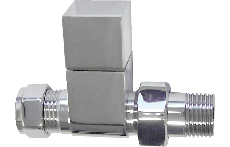 Square Chrome Radiator Valves - Straight - KPSB103018