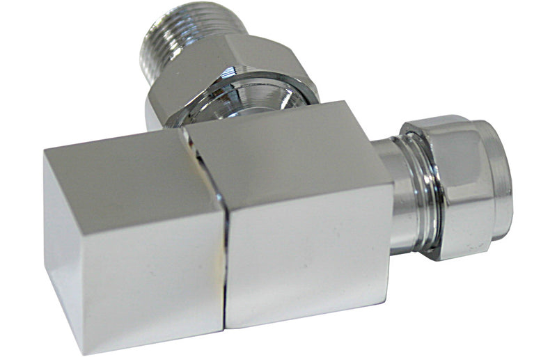 Square Chrome Radiator Valves - Angled - KPSB103019