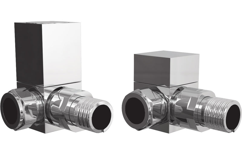 Square Chrome Radiator Valves - Corner - KPSB103020