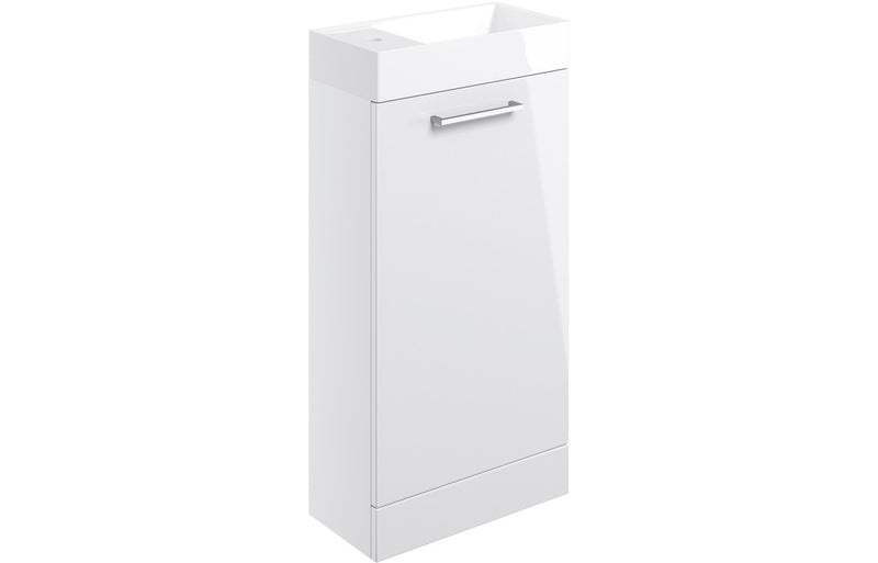 Willow 410mm Floor Standing 1 Door Basin Unit & 1TH Basin - White Gloss - KPSB103314