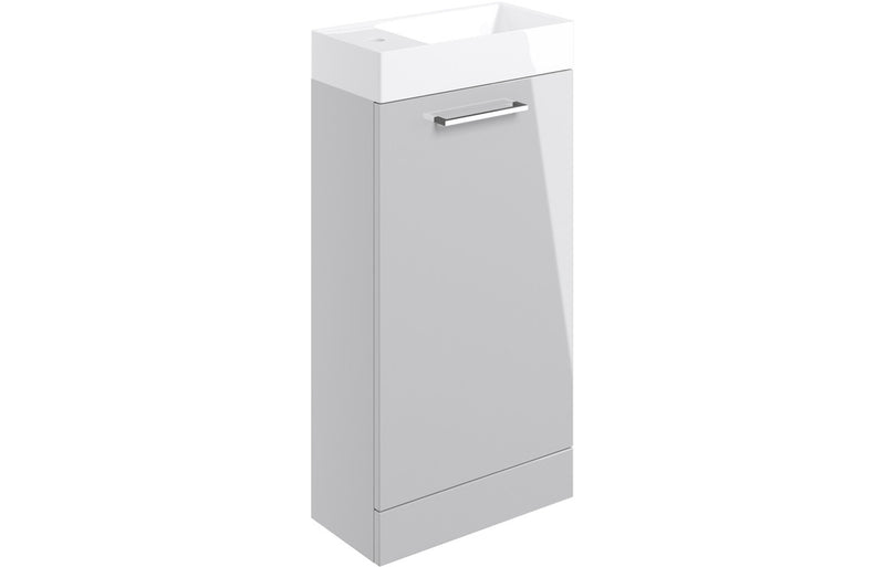 Willow 410mm Floor Standing 1 Door Basin Unit & 1TH Basin - Grey Gloss - KPSB103315
