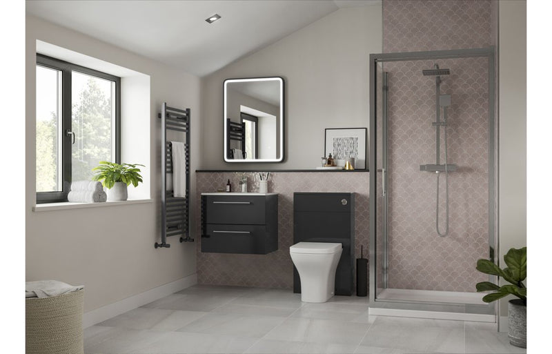 Willow 610mm Wall Hung 2 Drawer Basin Unit & 1TH Thin Edge Basin - Anthracite Gloss - KPSB103331