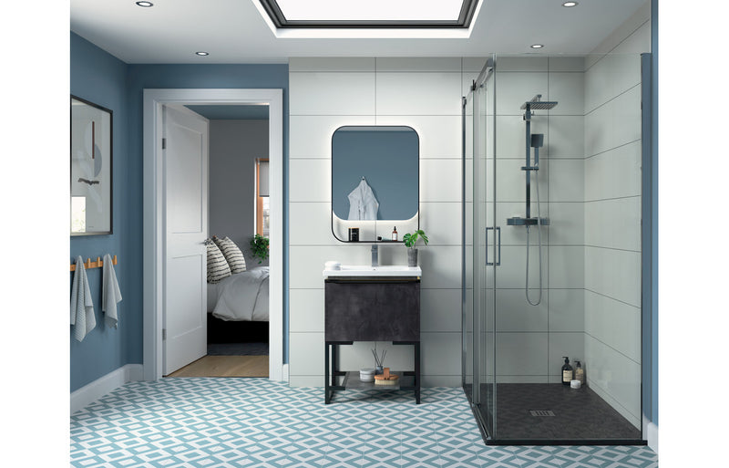 Crystal 1000mm Semi-Framed Sliding Door - Chrome - KPSB103386