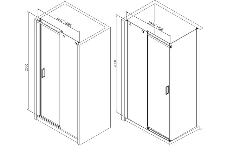 Crystal 1100mm Semi-Framed Sliding Door - Chrome - KPSB103387