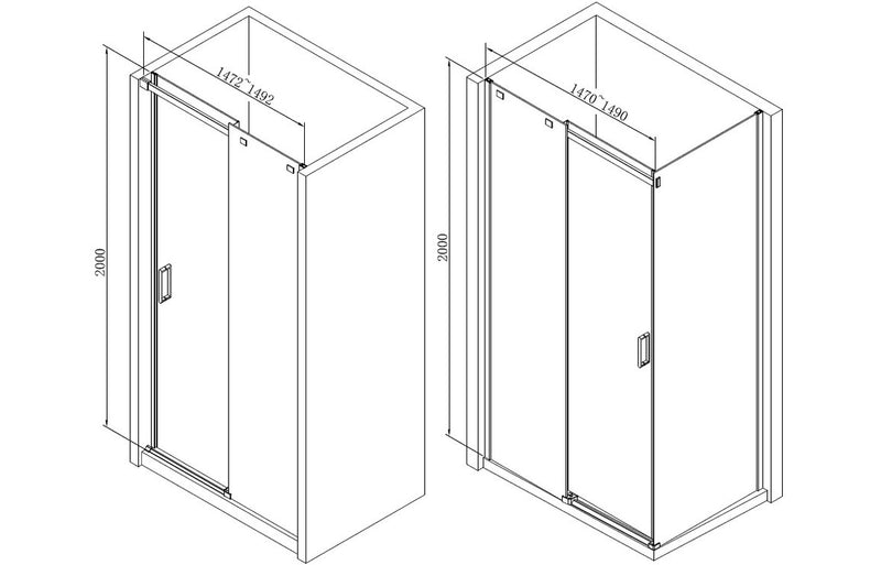 Crystal 1500mm Semi-Framed Sliding Door - Chrome - KPSB103388