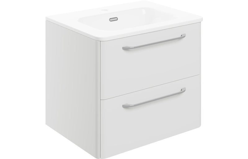Orchid 610mm 2 Drawer Wall Unit & Basin - White Gloss - KPSB104093