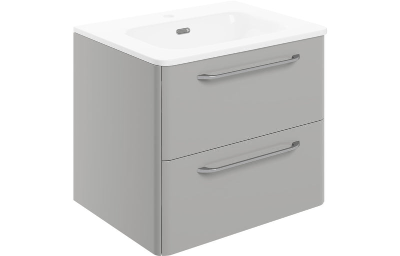 Orchid 610mm 2 Drawer Wall Unit & Basin - Grey Gloss - KPSB104094