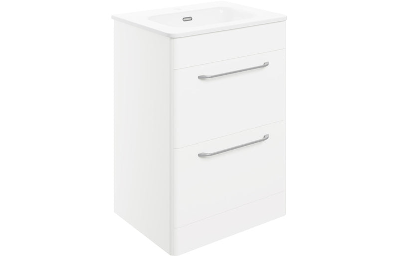 Orchid 610mm 2 Drawer Floor Unit & Basin - White Gloss - KPSB104095