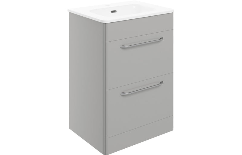 Orchid 610mm 2 Drawer Floor Unit & Basin - Grey Gloss - KPSB104096