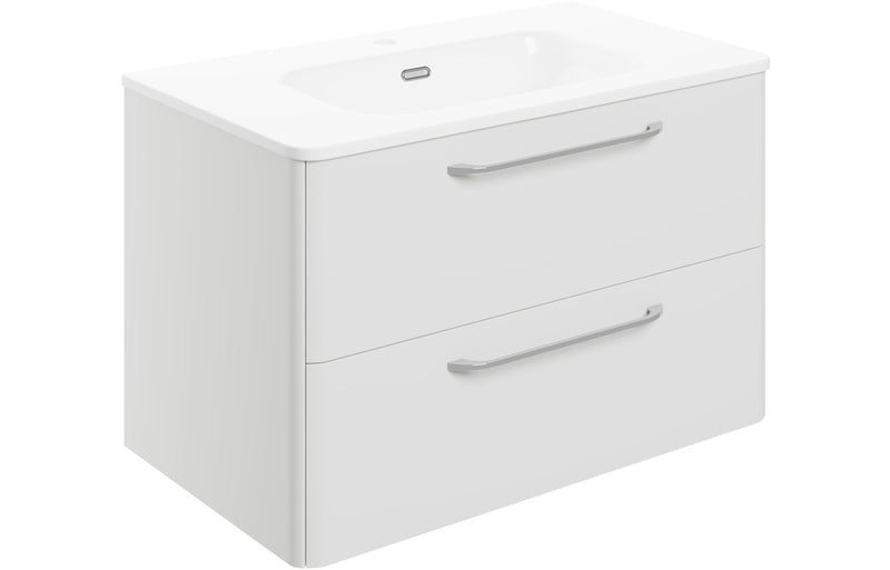 Orchid 810mm 2 Drawer Wall Unit & Basin - White Gloss - KPSB104097