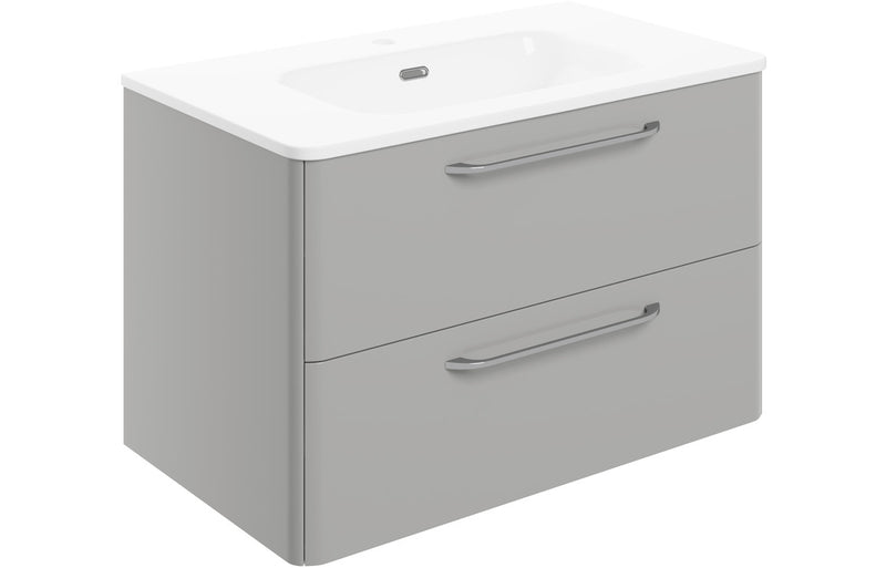 Orchid 810mm 2 Drawer Wall Unit & Basin - Grey Gloss - KPSB104098