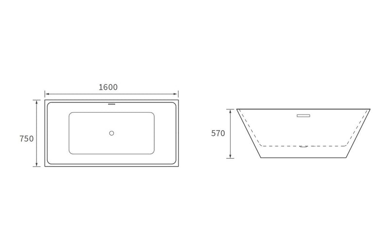 Exmouth Freestanding 1600x750x570mm Bath - KPSB104115