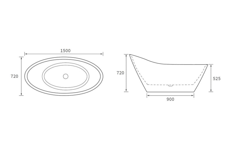 Crosby Freestanding 1500x720x720mm Bath - KPSB104116