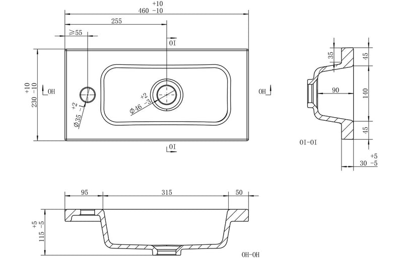 Slim 450mm 1TH Inset Basin - KPSB104934