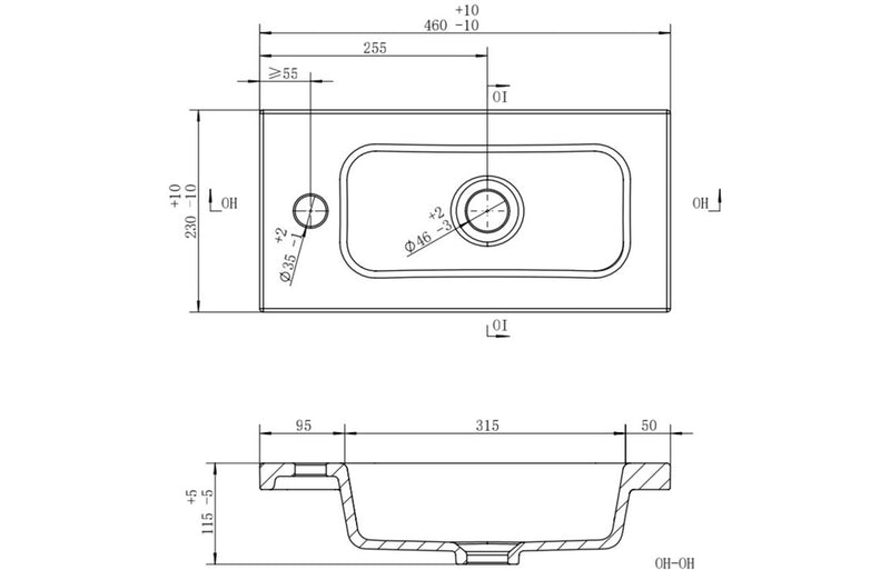Slim 450mm 1TH Inset Basin - KPSB104934