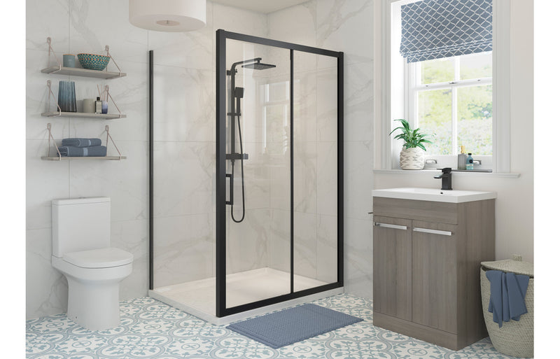 Vista 1000mm Sliding Door - Black - KPSB104945