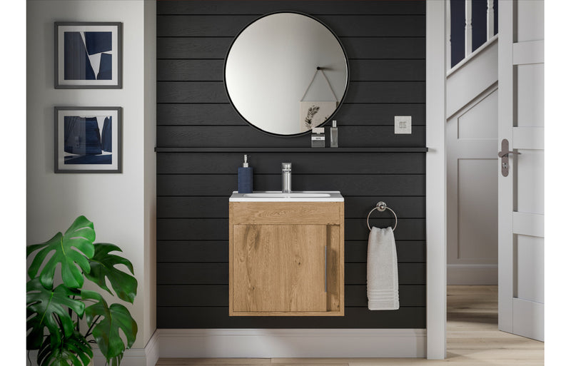 Sunflower 510mm Wall Hung Unit Inc. Basin - Seville Oak - KPSB105314
