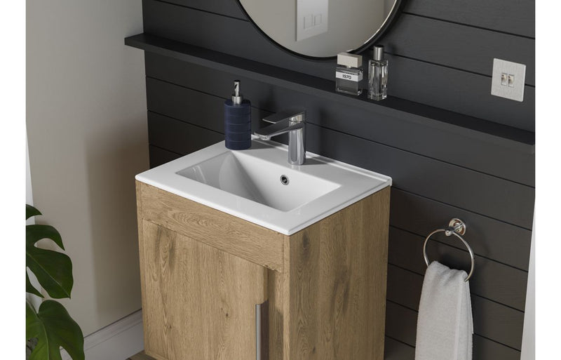 Sunflower 510mm Wall Hung Unit Inc. Basin - Seville Oak - KPSB105314