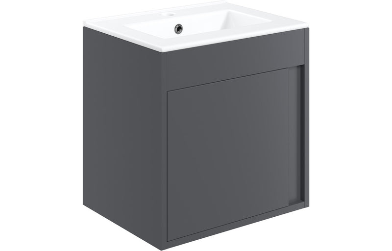 Sunflower 510mm Wall Hung Unit Inc. Basin - Matt Graphite Grey - KPSB105322
