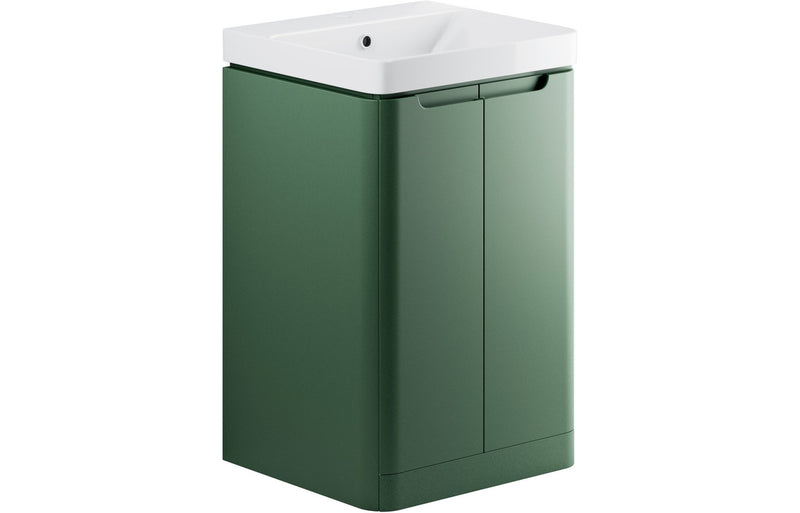 Clover 500mm 2 Door Floor Standing Cloakroom Basin Unit - Matt Sage Green - KPSB105325