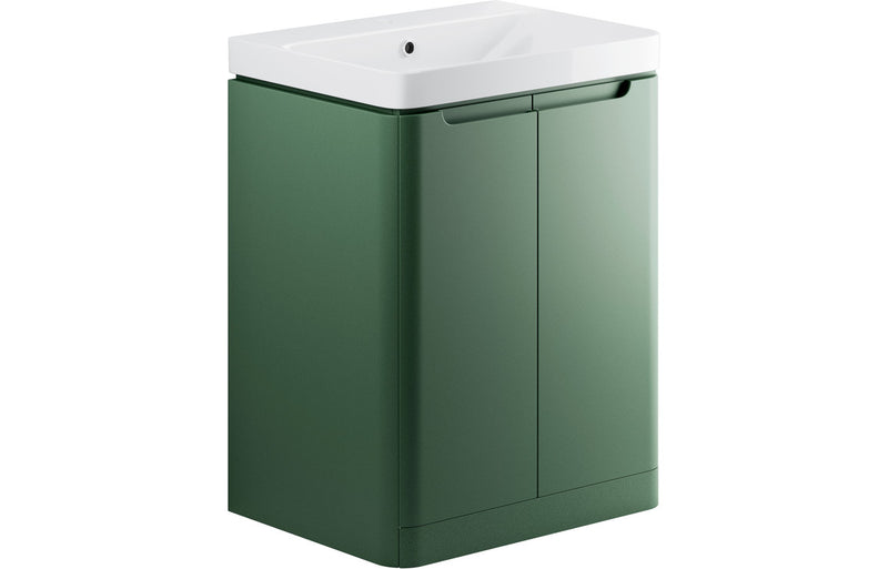 Clover 605mm 2 Door Floor Standing Basin Unit - Matt Sage Green - KPSB105327