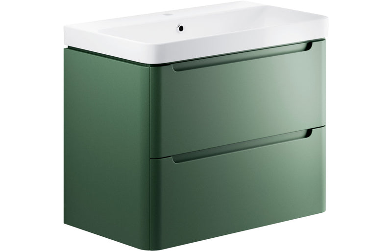 Clover 805mm 2 Drawer Wall Hung Basin Unit - Matt Sage Green - KPSB105328