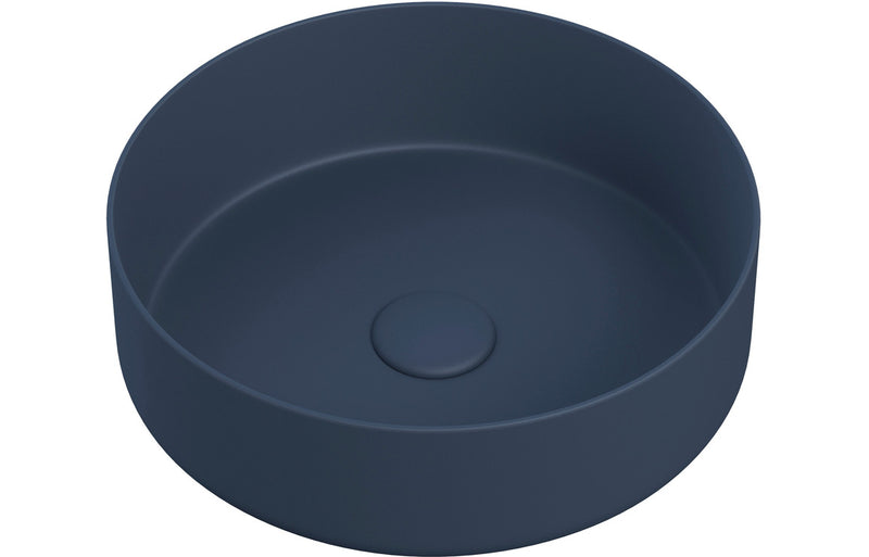 Cranbrook 355mm Ceramic Round Washbowl & Waste - Matt Deep Blue - KPSB105577
