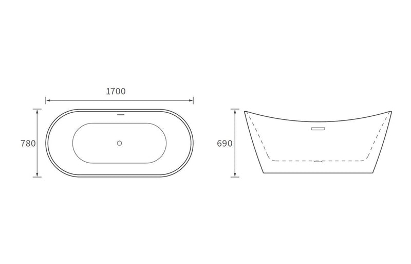 Bexhill Freestanding 1700x780x690mm Bath - Matt Blue - KPSB105586