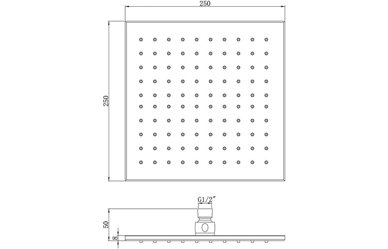 Mineral 250mm Square Showerhead - Chrome - KPSB105591