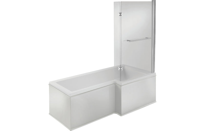 Padstow L Shape SUPERCAST 1700x850x560mm 0TH Shower Bath Pack (RH) - Chrome - KPSB105606