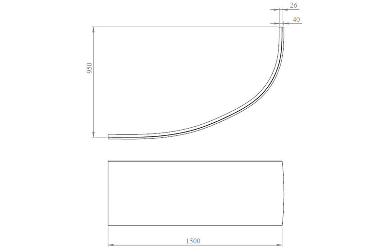 Newquay 1500x950x600mm 0TH Offset Corner Bath w/Legs (LH) - KPSB105672