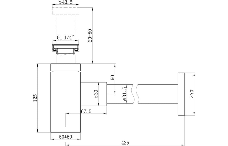 Modern Square Bottle Trap - Chrome - KPSB105681