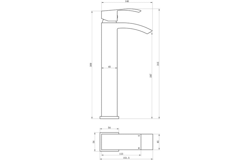 Calder Tall Basin Mixer - Chrome 0.5 Bar - KPSB105688