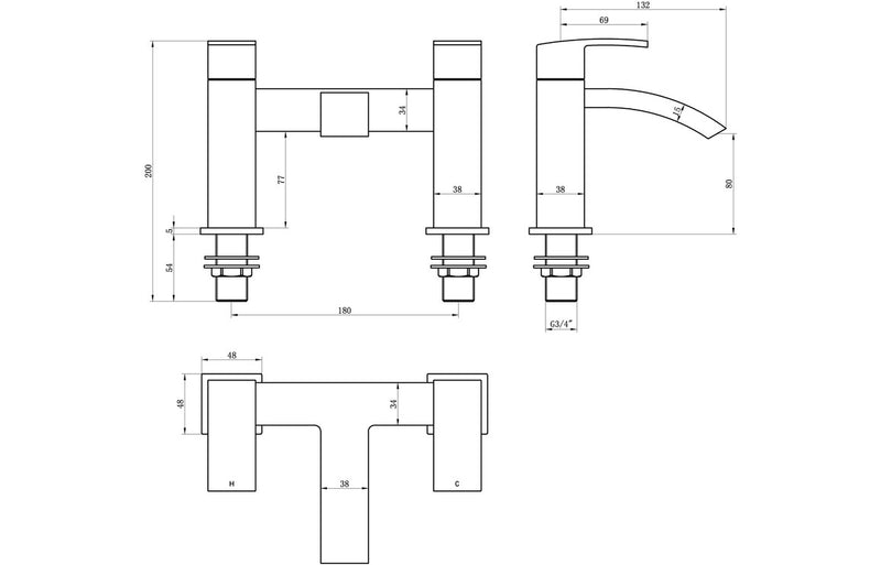 Calder Bath Filler - Chrome 0.1 Bar - KPSB105689