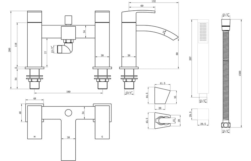 Calder Bath/Shower Mixer - Chrome 0.1 Bar - KPSB105690