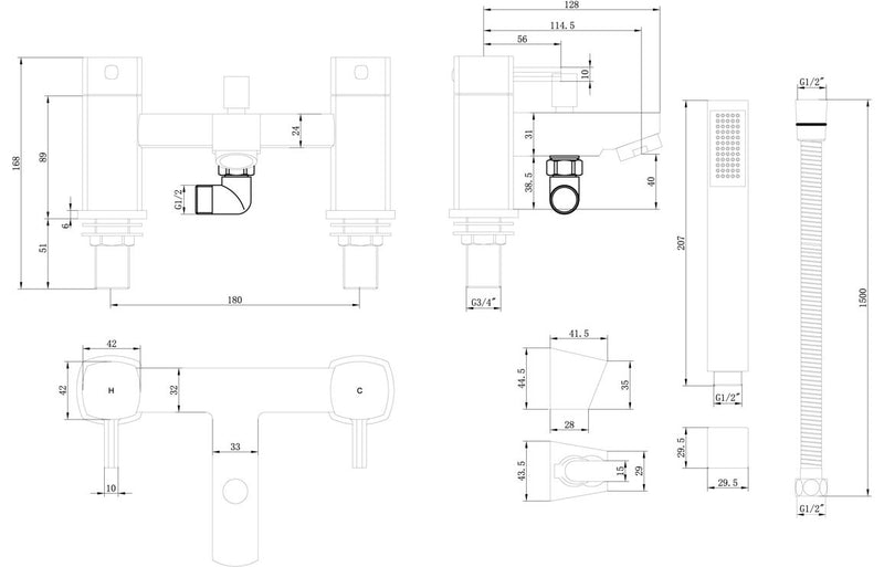Thames Bath/Shower Mixer - Chrome 1.5 Bar - KPSB105711