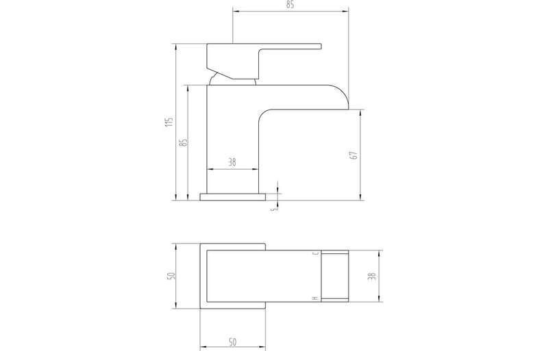Font Cloakroom Basin Mixer & Waste - Chrome 0.5 Bar - KPSB105713