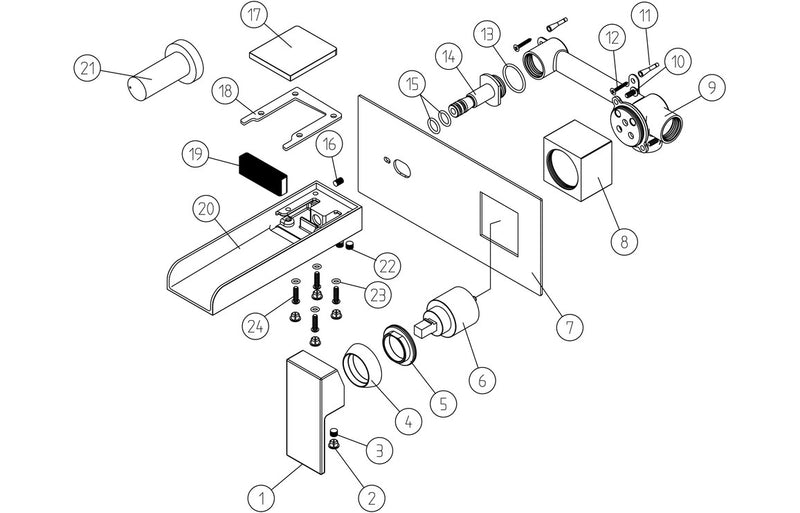Font Wall Mounted Basin Mixer - Chrome 1.0 Bar - KPSB105714