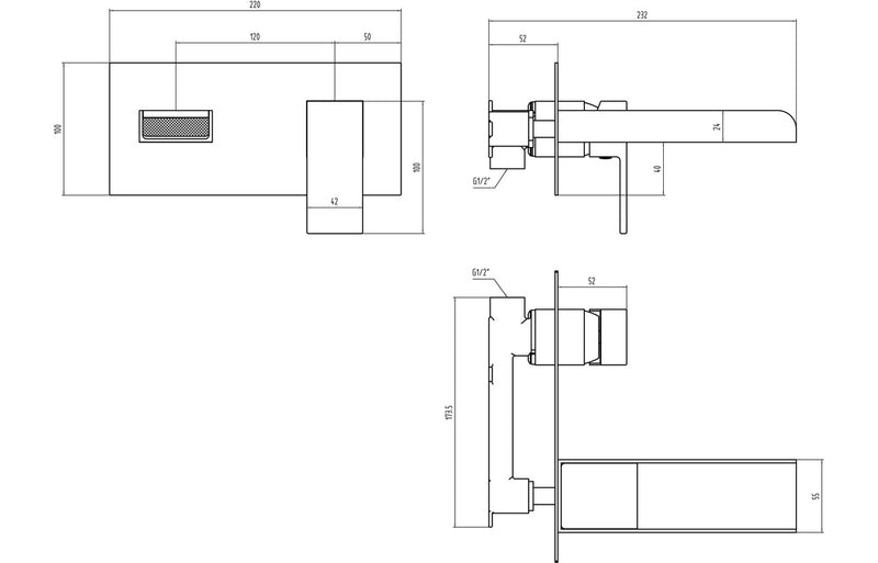 Font Wall Mounted Basin Mixer - Chrome 1.0 Bar - KPSB105714