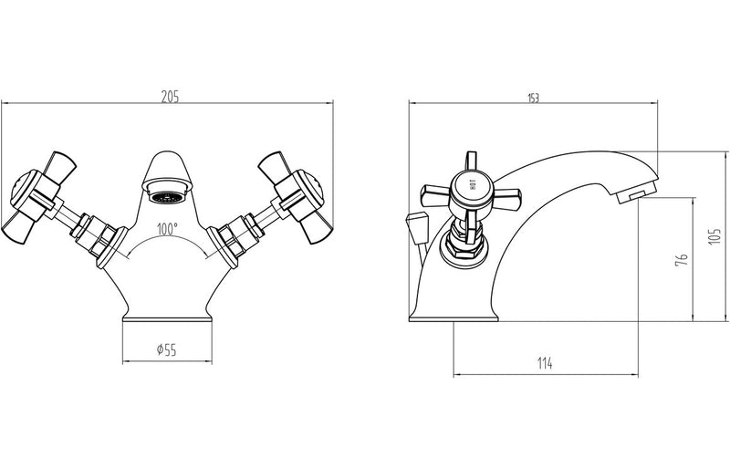 Bourne Basin Mixer & Waste - Chrome 0.5 Bar - KPSB105730