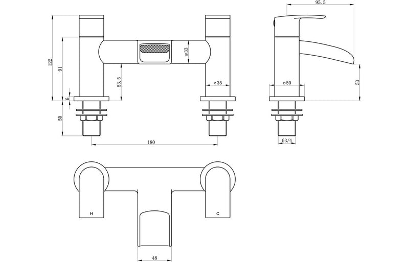 Mersey Bath Filler - Chrome 0.1 Bar - KPSB105744