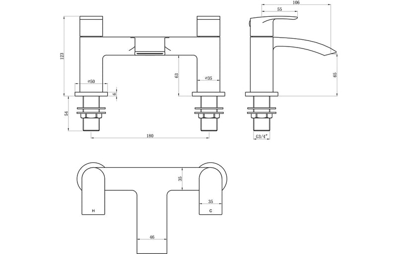 Trent Bath Filler - Chrome 0.2 Bar - KPSB105748